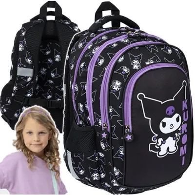 Hello Kitty KUROMI BLACK Plecak Szkolny 4-Komorowy BPL-58  22L Czarny Pojemny 3717