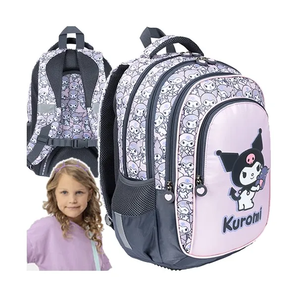 Kuromi Pink Plecak Szkolny St. Majewski 4-Komorowy BPL-58  22L Różowy Szary 4158