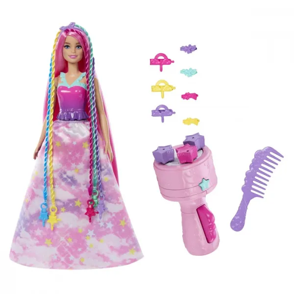 Barbie Dreamtopia Lalka Księżniczka Zakręcone Pasemka JCW55  Twist n Style Doll