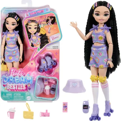 Barbie Dream Besties Lalka Modowa Renee na wrotkach z akcesoriami JFX99
