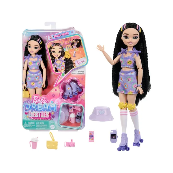 Barbie Dream Besties Lalka Modowa Renee na wrotkach z akcesoriami JFX99