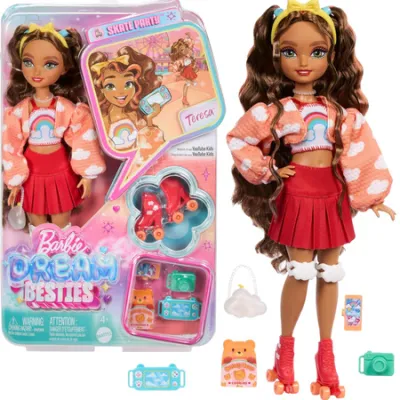 Lalka Barbie Dream Besties SKATE PARTY TERESA Na Wrotkach z Akcesoriami JFX98