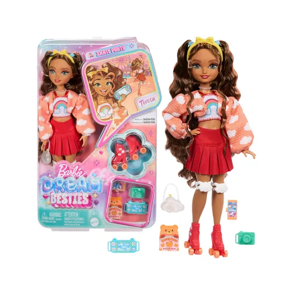 Lalka Barbie Dream Besties SKATE PARTY TERESA Na Wrotkach z Akcesoriami JFX98