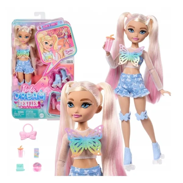 Lalka Barbie Dream Besties SKATE PARTY Malibu Na Wrotkach Z Akcesoriami Mattel JFX96