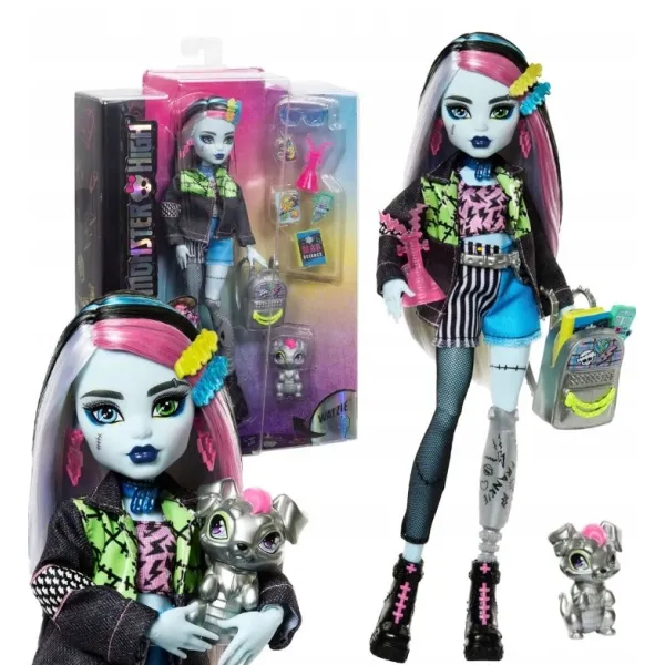 Monster High FRANKIE STEIN Lalka Podstawowa z Pieskiem i Akcesoriami MATTEL HXH73