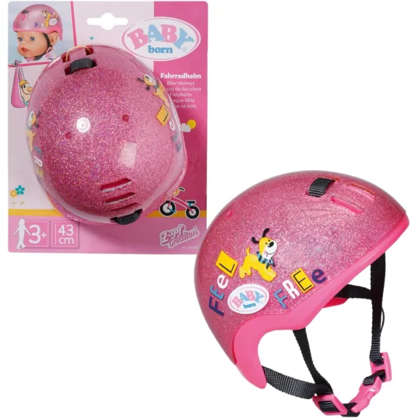 Baby Born KASK ROWEROWY Dla Lalki 43 cm Różowy Brokatowy 836835-116723