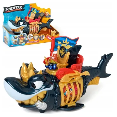 MagicBox PIRATIX KING SHARK GOLDEN TEETH Czarno-Złoty Rekin Z Klatką