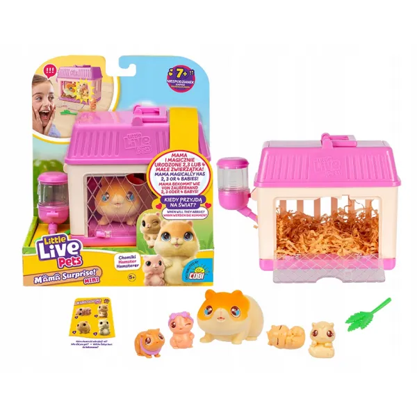 LITTLE LIVE PETS Mama Surprise Chomik z dziećmi mini chomiczek Zwierzątko 26626