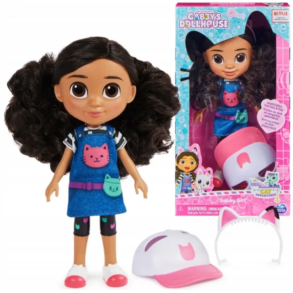KOCI DOMEK GABI LALKA GABBY I AKCESORIA 20 CM CZAPKA Z DASZKIEM + OPASKA