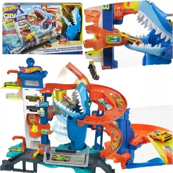 Hot Wheels City Miejski Port ATAK REKINA Zestaw Z Samochodzikiem HDP06