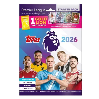 TOPPS PREMIER LEAGUE 2026 STARTER PACK ALBUM + 10 KART PIŁKARSKICH GOLD LION