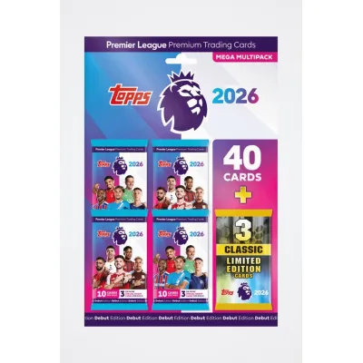 TOPPS PREMIER LEAGUE 2026 MEGA MULTIPACK KARTY PIŁKARSKIE KOLEKCJONERSKIE