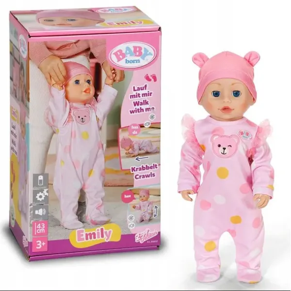 Baby born Emily Walk with me 43cm – Interaktywna lalka bobas 838426-116725
