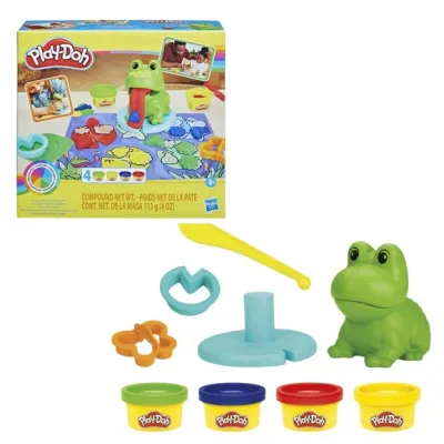 PLAY-DOH CIASTOLINA ZESTAW WESOŁA ŻABA I NAUKA KOLORÓW + MATA I 4 TUBY F6926