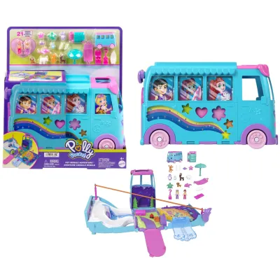Polly Pocket Pet Mobile Adventure Kompaktowy Kamper VAN PODRÓŻNY PIES Niebieski JCC22