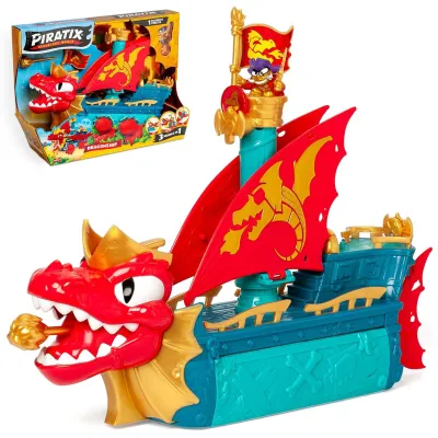 MBX PIRATIX DRAGON SHIP Pojazd Smoczy Statek 3w1 Ze Skrzydłami + Figurka