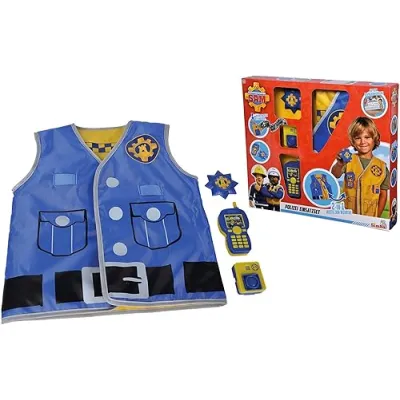 Simba Strażak Sam Zestaw Policyjny dla Dzieci Kamizelka Akcesoria 3+