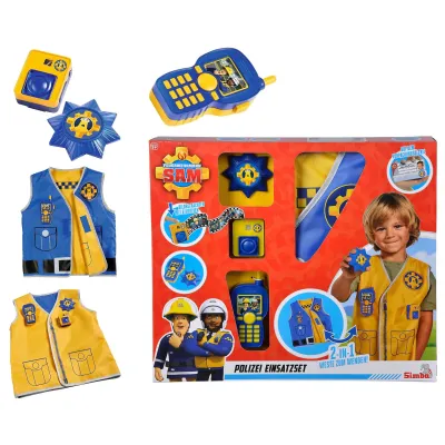 Simba Strażak Sam Zestaw Policyjny dla Dzieci Kamizelka Akcesoria 3+ 298610003