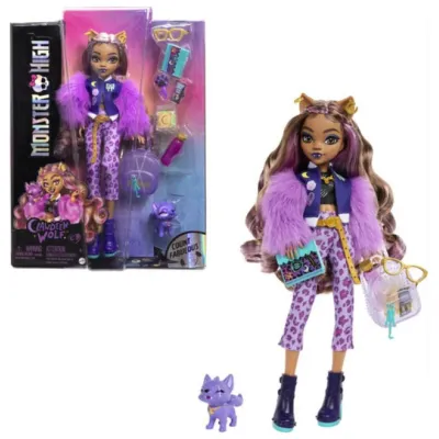 Monster High Lalka Podstawowa Modowa Clawdeen Wolf ze zwierzątkiem Crescent HRP65