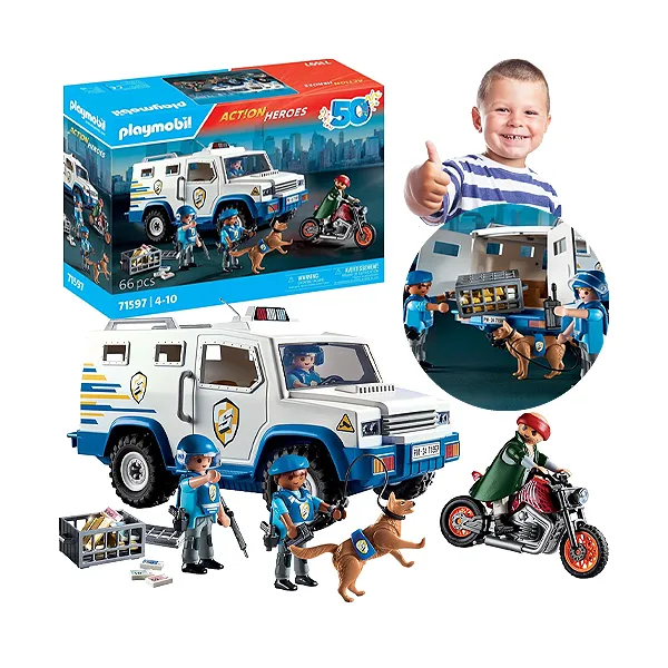 Playmobil Action Heroes Pojazd Policyjny Transporter Pieniędzy 71597