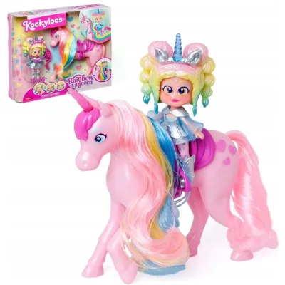Zestaw Figurka Kookyloos Rainbow Unicorn TECZOWY JEDNOROŻEC i LALECZKA IRIS