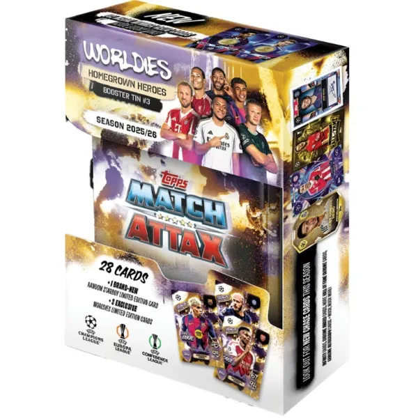 TOPPS Match Attax Champions League Booster TIN 3 25/26 GLOBAL HOMEGROWN HEROES Karty Piłkarskie