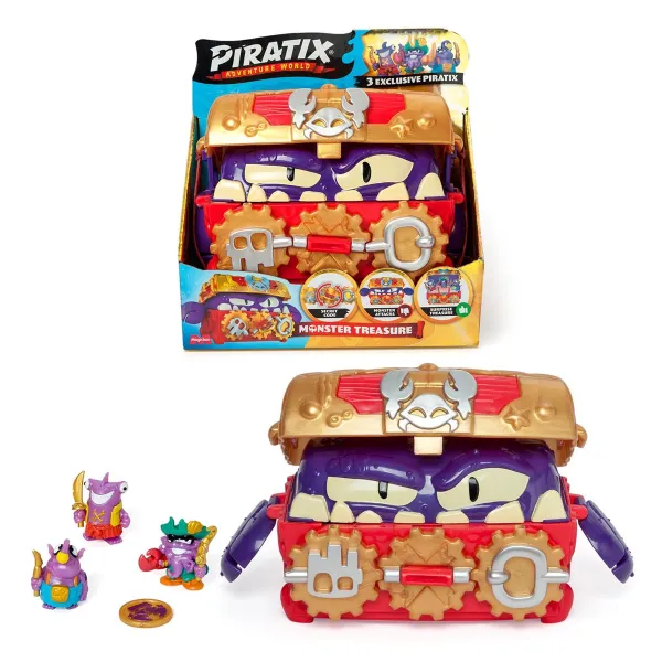 Piratix Monster Treasure ZŁOTA SKRZYNIA ze Skarbem i Figurki