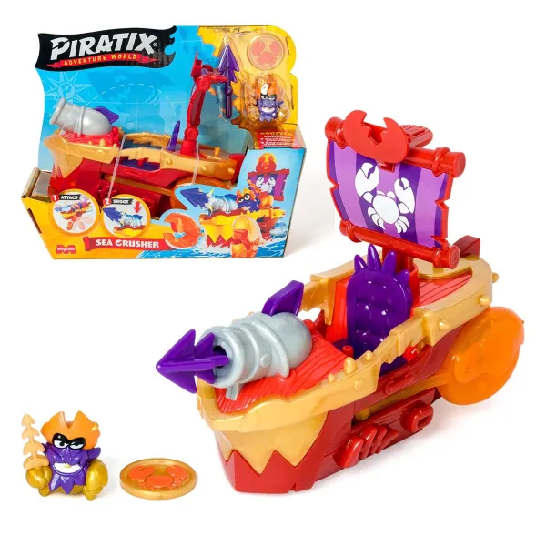 PIRATIX Sea Crusher Statek Piracki zestaw z figurką kapitan Lobster