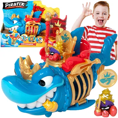 MagicBox PIRATIX KING SHARK Golden Treasure Niebieski Rekin Z Klapką