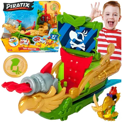 Piratix SHY Hunter Zestaw Statek Piracki z figurką Papugi