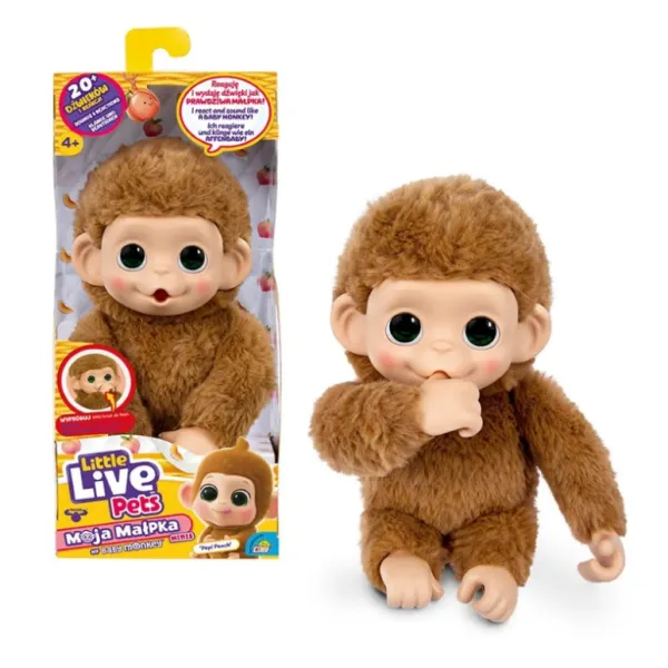 Little Live Pets My Baby Mini Monkey Interaktywna Małpka PEPI PEACH 26766 Beżowa 20 dźwięków