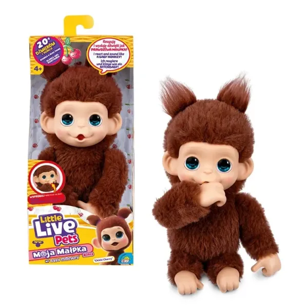 Little Live Pets My Baby Mini Monkey Interaktywna Małpka CHIKKI CHERRY 26765 Beżowa 20 dźwięków