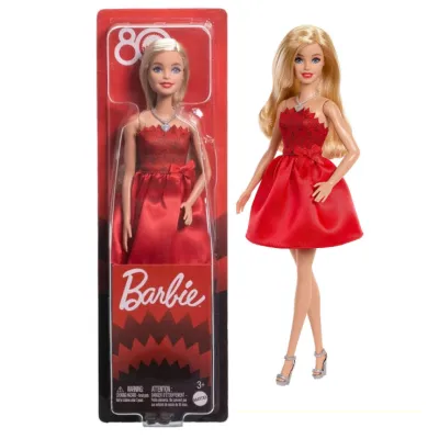 Lalka Barbie RUBY RED Ikona Stylu w Ognistej Czerwonej Sukience 80lecie Mattel JGD25