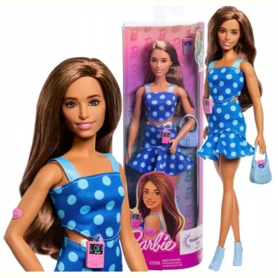 Barbie Fashionistas Lalka w Sukience w Kropki z Pompą Insulinową HYT97