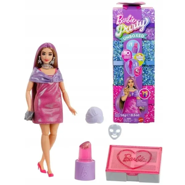 Barbie Party Unboxed Glam Party Pink Różowy Zestaw Lalka i Akcesoria JFY67