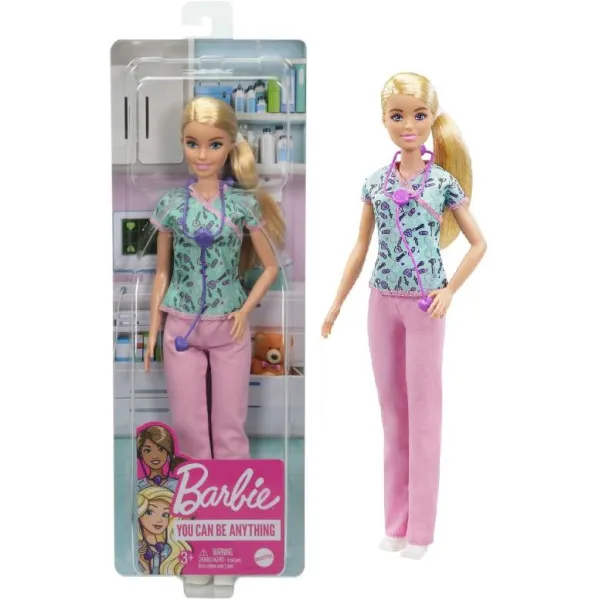 Barbie Kariera Pielęgniarka Zestaw Lalka i Akcesoria Stetoskop GTW39