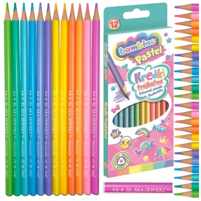 Bambino Kredki Szkolne Trójkątne Pastel 12 Kolorów 2876