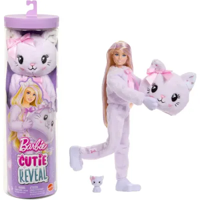 Lalka Barbie Cutie Reveal Sweet Bows Purple Kitten Słodkie Kokardki Fioletowy Kotek JJP64