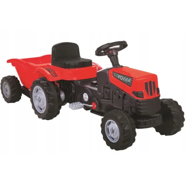 Pilsan Duży Traktor Power na Pedały z Przyczepką Czerwony Traktorek 07326