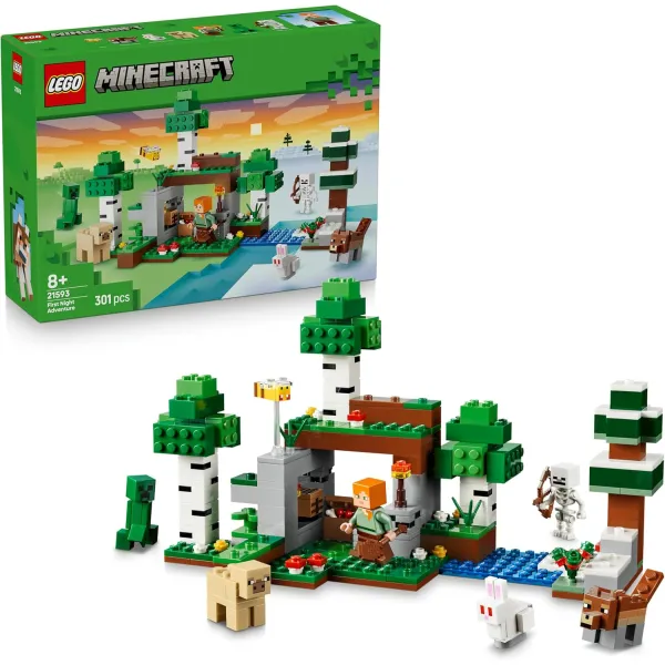 Klocki LEGO Minecraft Zestaw Klocków Pierwsza Nocna Przygoda 301 elementów 21593