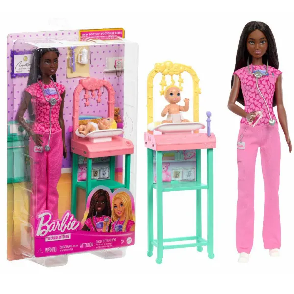 Lalka Barbie Kariera Lekarka Pediatra Zestaw Lalka z akcesoriami JCR71 JCR73
