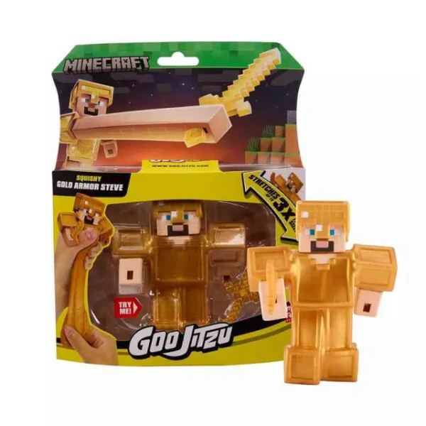 Goo Jit Zu Minecraft Gold Armor Steve Rozciągliwa Figurka Steve'a w Złotej Zbroi 43114 43201