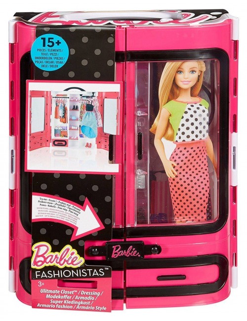 Barbie Garderoba Szafa na Ubrania Walizeczka + Akcesoria DMT75