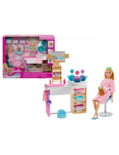 Barbie Lalka ze szczeniaczkiem Zestaw Salon SPA GJR84 masa plastyczna i akcesoria