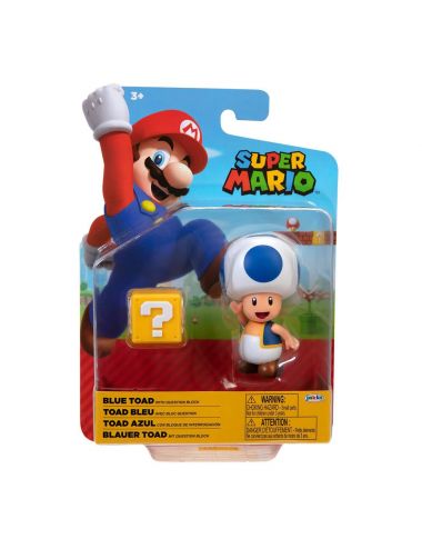 Super Mario niebieski Toad figurka i pytajnik 10 cm 403114