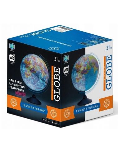Globus Interaktywny 21 cm z Mapą Fizyczną i Polityczną oraz Aplikacją