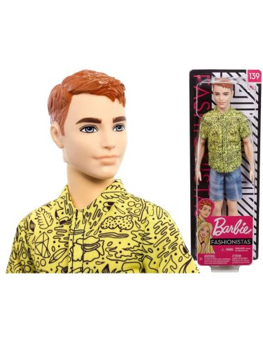 Barbie Lalka Fashionistas GHW67 Stylowy Ken w neonowej koszuli