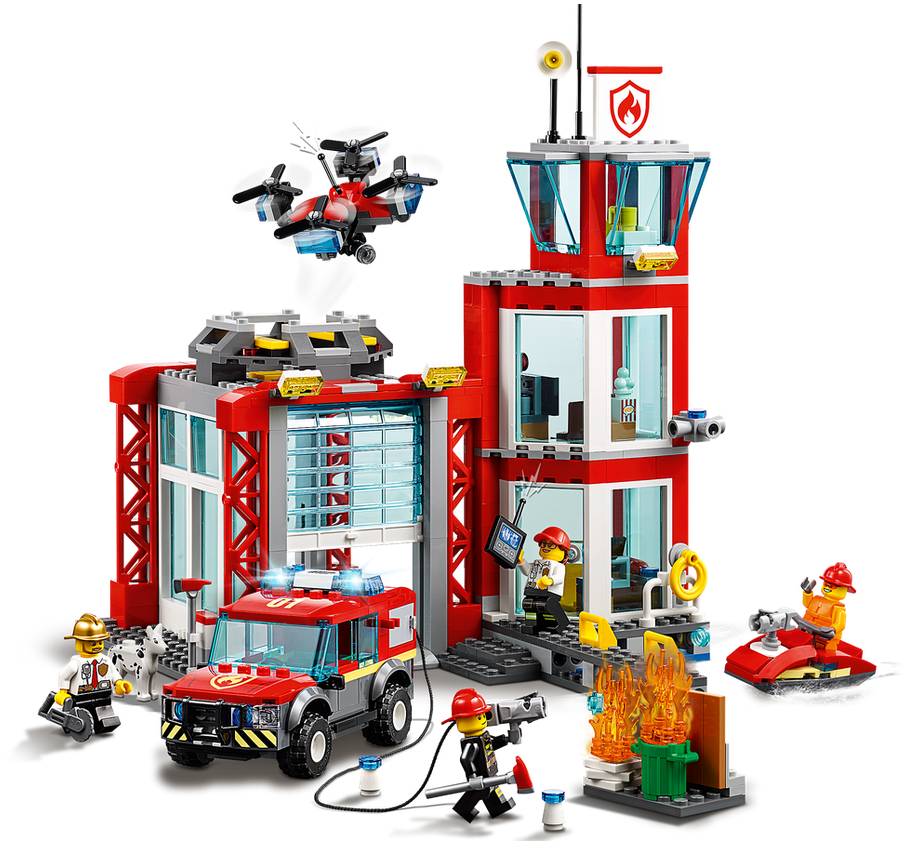 LEGO City remiza strażacka dron terenówka 60215