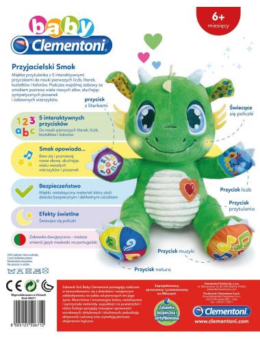 Clementoni Przyjacielski Smok Interaktywna Maskotka 50671