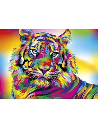 Mozaika Diamentowa 5D Haft Malowanie Tygrys Kolorowy